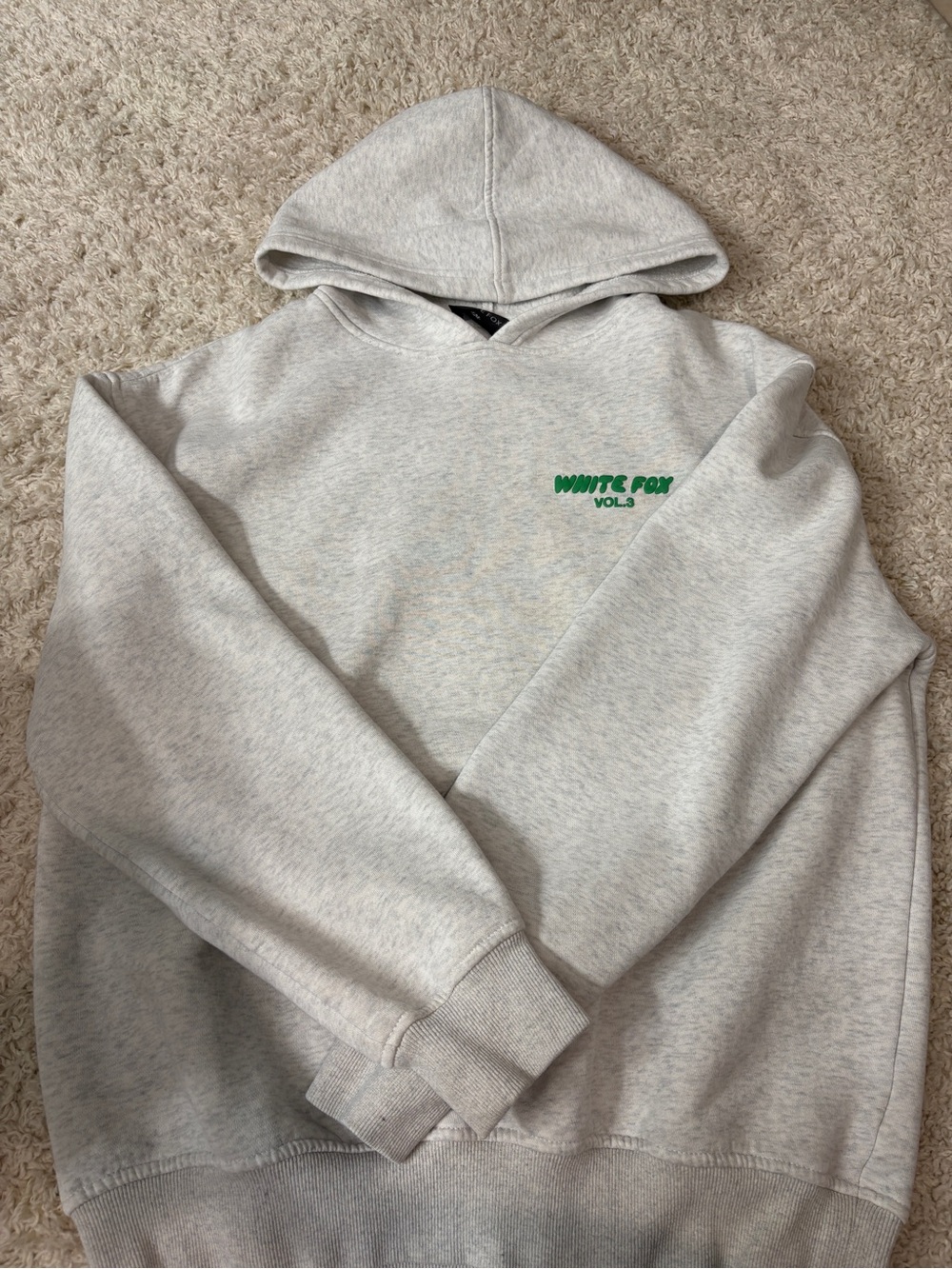 White Fox Light Gray Hoodie - Pullover Sweatshirt